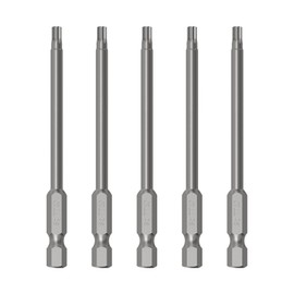 FOCMKEAS 5PCS T10 Magnetic Tamper Proof Torx Screwdriver Bits, 1/4 Inch Hex Shank 5.9 Inch Length S2 Steel Security Drill Torx Head Drill Screw Driver Tools(150mm Long, Star 6 Point)