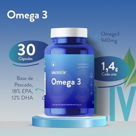 LIV NUTRITION | Omega 3 Aceite De Pescado 1.4 g | 60 Cápsulas Veganas Sin Gluten | 18% EPA 12% DHA | Suplemento Alimenticio 100% Natural | Pack 2 Fras