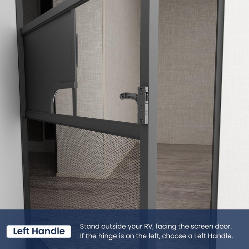 Left Metal RV Screen Door Latch Kit, Left Hand Handle