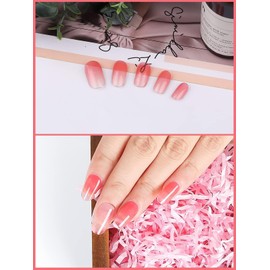 TOROKOM Semi-Cured Gel Nail Strips, 20 Pieces U VNagel Stickers, Transparent Nail Wraps for Home Nail DIY Salon Quality Strips with Nail File, UV Light Required (Pink Gradient)