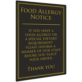 bar@drinkstuff Food Allergy Notice 260 x 170mm - 1.5mm Plastic Wall Sign for Pubs and Restaurants