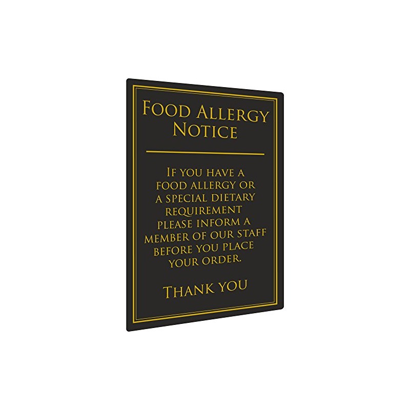 bar@drinkstuff Food Allergy Notice 260 x 170mm - 1.5mm Plastic