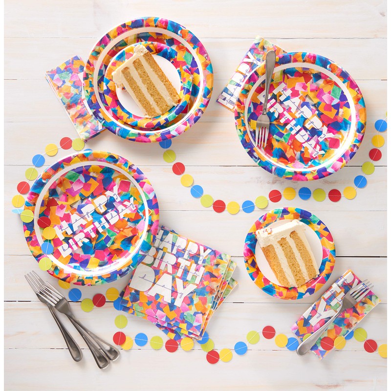 American Greetings Confetti Birthday Party Supplies, Dessert Plates (36-Count)