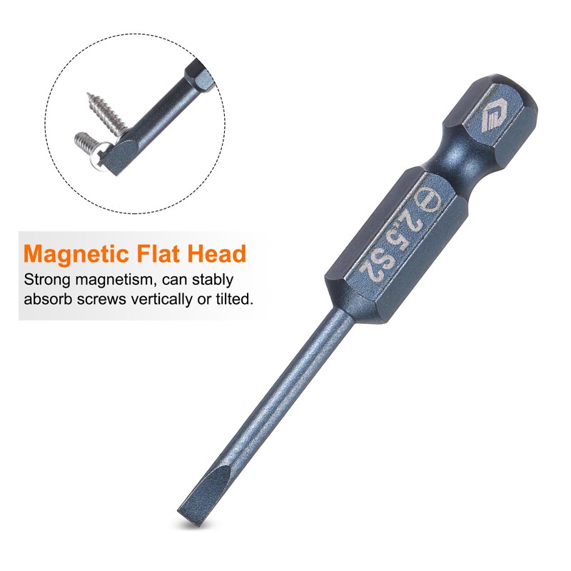 QUARKZMAN 5 Pieces SL2.5 Magnetic Slotted Screwdriver Bits 2.5 mm