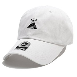 [Club Noise] [CN-CA-SB-032] [MINI D PYRAMID BALL CAP WHITE Classic Logo Emoji Logo CAP Baseball] Curved Cap Ball Cap White Genuine Product, white