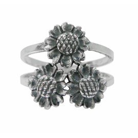 Sosi B. Sterling Silver Three Sunflowers Ring - 8
