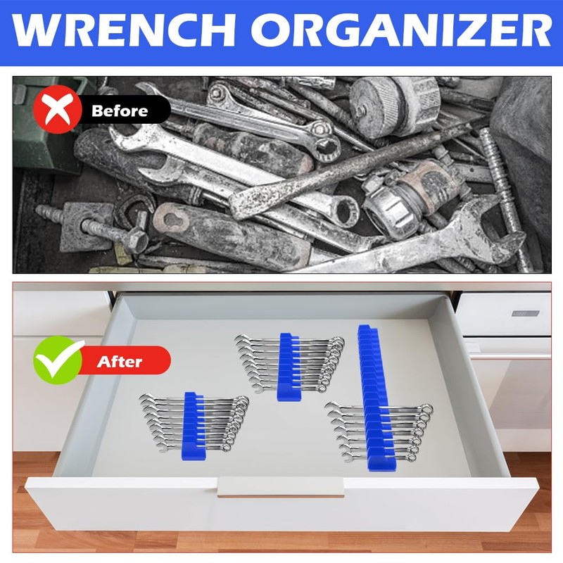 Wrench Organizer for 40 Wrenches, Improving Efficiency Magnetic Wrench Holder,