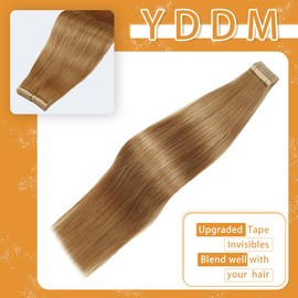 Tape in Hair Extensions Human Hair, 24 Inch 20Pcs Honey Blonde Human Hair Tape in Extensions Straight Tape Ins for Women Seamless Invisible Tape in Hair Extensions Human Hair (27#, 24 Inch)