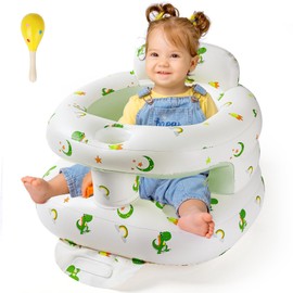 Inflatable Baby Seat Portable Baby Chair Comfortable Inflated Baby Sofa for Babies 3 Months & Up Foldable Blow Up Baby Seat for Learning to Sit Built in Air Pump Infant Back Support