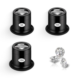 CATOR 3er Pack 5 x 10 x 15 x Lupe, Monokulare Uhrmacherlupe, Uhrenlinse, Uhrmacherlupe, Juwelierlupe, Monokularlupe, für Uhren, Schmuck