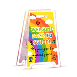 Welcome Back to School Teacher Desk Sign for Classroom Decor Preschool elementary classroom must haves Teacher Essentials Supplies, School Supplies for Teachers Table Decorations, Teacher Desk Gifts