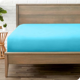 Bare Home Fitted Bottom Sheet Full - Premium 1800 Microfiber - Ultra-Soft Wrinkle Free - Deep Pocket - Fitted Sheet (Full, Aqua)