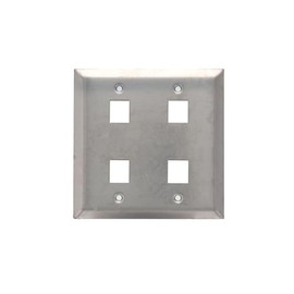 4 Port Stainless Steel Keystone Faceplate - Dual Gang