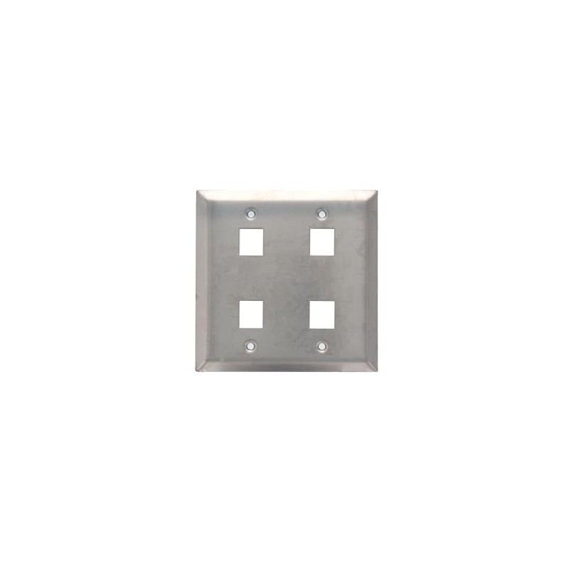 4 Port Stainless Steel Keystone Faceplate - Dual Gang