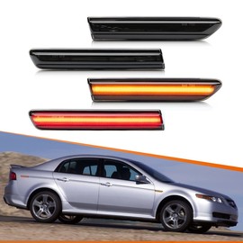 ADIIL - 4 luces LED delanteras y traseras de color ámbar y rojo para Acura TL 2004-2008, las luces de señal de giro reemplazan las lámparas de marca lateral OEM