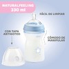 CHICCO, Biberón Natural Feeling, Color Azul, 330 ml