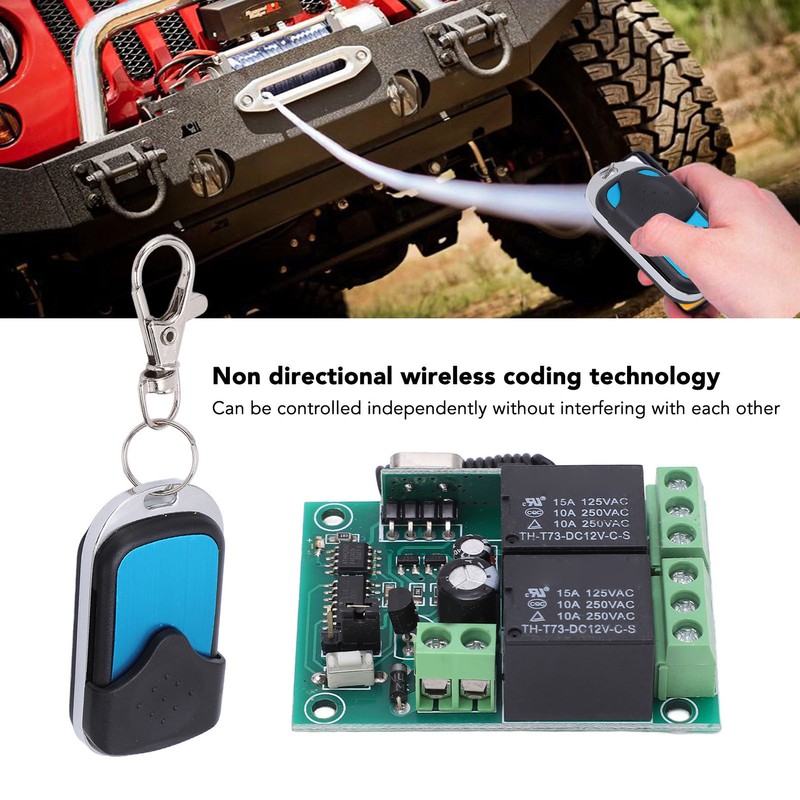 Wireless Relay Remote Control Kit DC12V 75ft Range Universal Transmitter