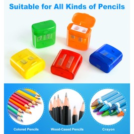 40 PCS 2 Holes Multicolored Small Manual Pencil Sharpener with Lid, Back to School Supplies for Kids School