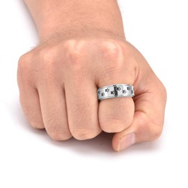 Paw Print Spinner Fidget Ring Stress Relieving Anxiety Rotate Freely Cute Animal Boredom ADHD Autism Band Stainless Steel Engagement Wedding Jewelry Birthday Valentine's Day Gift for Women Men (12)