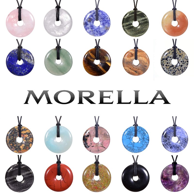 Morella Ladies' Necklace 80 cm with Doughnut Gemstone Pendant in