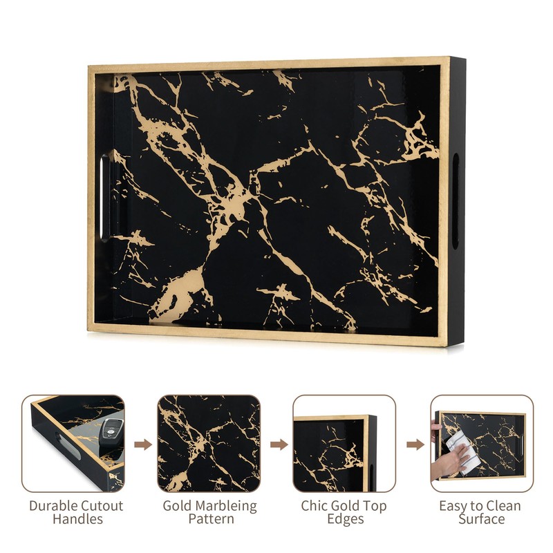 Hanobe Marble Black Decorative Tray: Serving Coffee Table Tray Decor