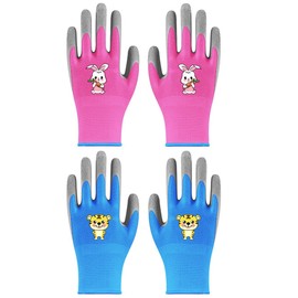 2 Pairs of Garden Gloves, Children's Work Gloves, Security Gloves, Latex Protective Gloves with Palm Coating, for DIY, Daily Housework, Painting, Outdoor Activities