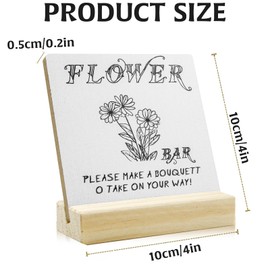 Flower Bar Sign, Flower Bar Desk Decoration, Bridal Shower Sign Wedding Flowers Wood Plaque Bar Table Signs, Wedding Accessories Wooden Plaque Sign with Wood Stand for Table Decor