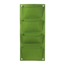 PATIKIL 4 Pockets Vertical Hanging Grow Bags, Wall Hanging Planter Bags Wall-Mounted Felt Fabric Planting Grow Bags for Garden Home Decoration, Green