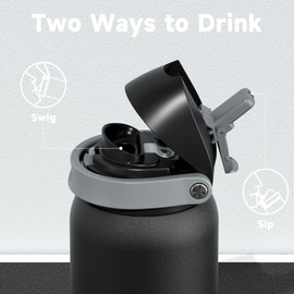 40 oz Insulated Water Bottle for Sports: Meoky Stainless Steel Water Bottle with 2-in-1 Straw and Spout Lid - Leak Proof, Cold for 24 Hours, Protective Silicone Base, BPA-Free for Gym, Night