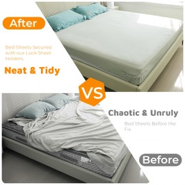 Lock Sheet Holders Set of 4, Fitted Sheet Straps & Holders Keep Sheets Firm & Tight, Heavy Duty Bed Sheet Corner Grippers for All Mattress Sizes, Anti-Slip Sheet Tighteners for Home & Hotel (Grey)