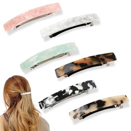 KEYRI 6 PCS French Hair Clip Barrette Tortoise Shell Acetate | Hair Clips Delicate Hairs Accessories Colorful Hairs Slides Barrette Hair-clips for Girls and Women (Six Colors, Series B)