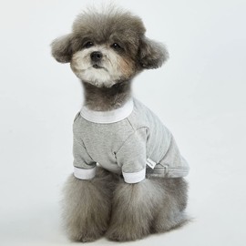 Lucky Petter Ringer Dog Shirt for Small and Large Dogs Cotton T-Shirts Soft Breathable Dog Shirts pet Clothes (Large, Gray/White)