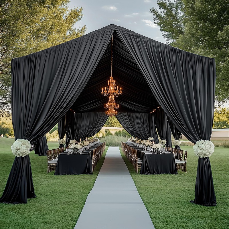 20ftx20ft Black Backdrop Ceiling Drapes,4Panels 20ft Height Wrinkle Free Tent