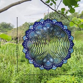 Hanging Mandala Wind Spinners Outdoor-Metal Hanging Wind Spinner, Wind Spinners Outdoor Clearance,Garden Decor,Wind Spinner for Outside, Patio, Yard, Outdoor（12 inch）