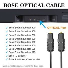 LILIBIN Replacement for Bose Optical Audio Cable - 5ft Fiber Optic for Smart Soundbar 300, TV Speaker, Solo 5, Soundbar 700/600/500/535/525