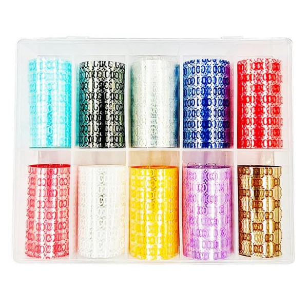 Luxury Designer Inspired Nail Art Transfer Foils, Rainbow Collection, 10