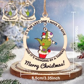 Funny Christmas Wooden Ornaments Xmas Tree Holiday Party Decorations, Naughty Gag Gift for Adults Green Fingers Merry Christmas Tree Hanging Ornaments Home Decor