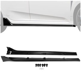 HECASA Side Skirt Body Kit Replacement Compatible with 2016-2021 Honda Civic 4 Door Sedan DX EX LX Si Rocker Panel Guard Extension PP Plastic Black Type-R Style