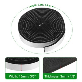 sourcing map Smoker Gasket Seals 7.5FT 3/5" x 1/8" High Temp Grill Gasket Replacement High Heat BBQ Gasket Tape BBQ Smoker Gasket Self Stick Felt for Smokers BBQ Lid