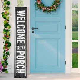 12x72" Disressed Black "Welcome To The Porch" Wooden Porch Sign, Extra Long Rustic Wall Decor - Farmhouse Style Welcome Sign for Porch, Deck, Patio or Garden, Indoor Outdoor Entryway Decoration