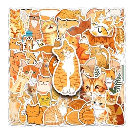 50 PCS Stickers for Orange Cat Water Bottle|Vinyl Waterproof Sticker for Laptop Skateboard Phone Car Decals for Teens Adults for Party Favors Supplies Decor (Cat Stickers)