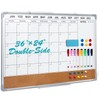Calendar Whiteboard for Wall, 36" x 24" Magnetic Double Side