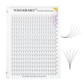 Nagaraku Blister Extensiones de Pestañas 5D rusas pre armadas 0.07 D mixtos 9-14mm puntiaguda raíces 320 raíces Suaves Naturales