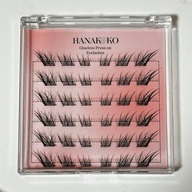 Hanakoko Self Adhesive Lash Clusters Press-on Lashes No Glue Lash Extension DIY Lash Reusable Glue-free Magnets-free Easy Removal 10-13mm Lashes Kit No Glue Lash (Foxy)