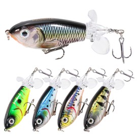 PROBITE Twin Prop Topwater Bass Lure - Long Casting Splash Bait with Dual Propellers, 3D Eyes, Anti-Rust Treble Hooks - Freshwater or Saltwater Fishing for Lakes, Rivers, Morning & Evening Strikes