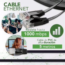 J.H. Company Cable Red Plano Categoria 6 Cat6 Rj45 Utp Ethernet 5 Metros