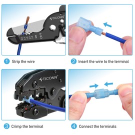 TICONN 200 Pcs Nylon Spade Quick Disconnect Connectors Kit, Electrical Insulated Terminals, Male and Female Spade Wire Crimp Terminal Assortment Kit