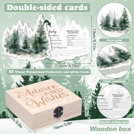 RattanView 50 Pcs Double Side Baby It's Cold Outside Baby Shower Prediction Advice Cards Winter Wonderland Baby Shower Games Cards with Wooden Keepsake Box for Winter Christmas Party