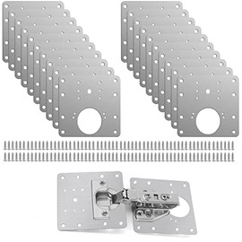 20 Piezas Placa de Reparación de Bisagras De Gabinete, Kit de Placa de Reparación de Bisagras de Gabinete con Tornillos para Gabinete, Cajón, Cocina, Armario, Muebles