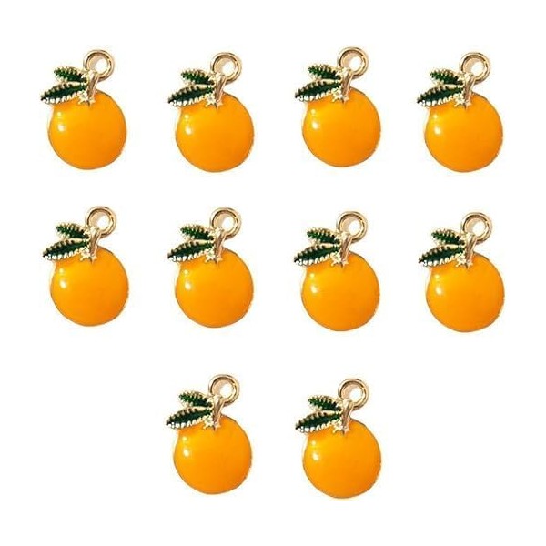 10 Pcs Cartoon Orange Fruit Charms for Jewelry Making, DIY